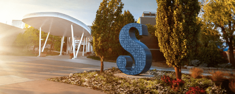 The main entrance at Sheridan's Davis Campus in Brampton