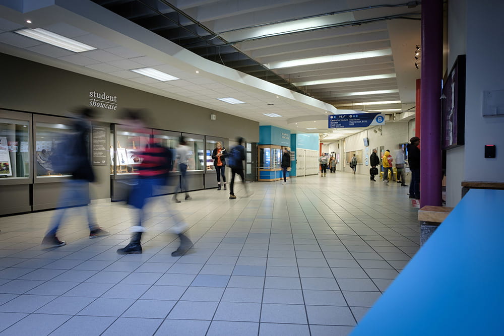 Hallway in the B-Wing at Trafalgar Road Campus