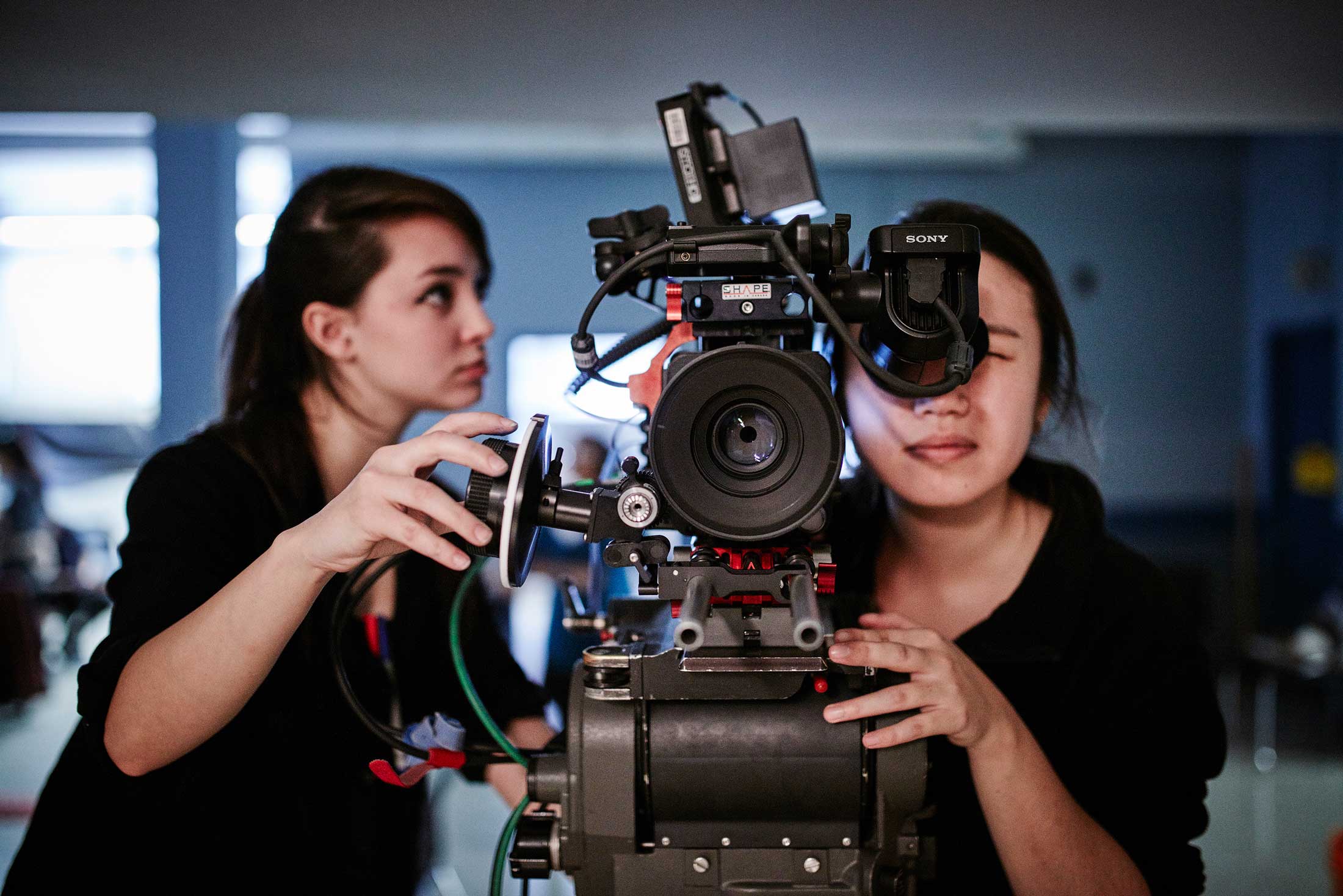 Students filming 