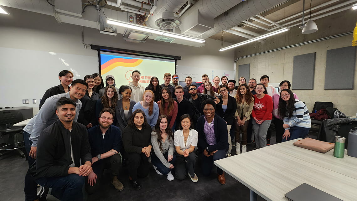 Interaction Design students with Sheridan professor Julia Seo and Red Thread Innovations team