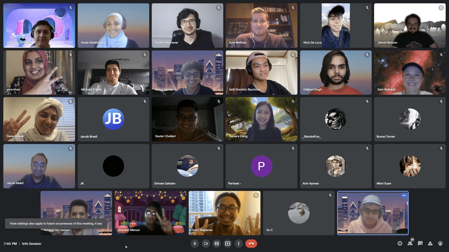 A screenshot of an online Google Developer Student Club meeting