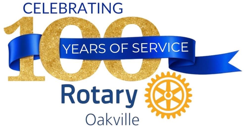 The logo for the 奥克维尔扶轮社, celebrating 100 years of service to the community