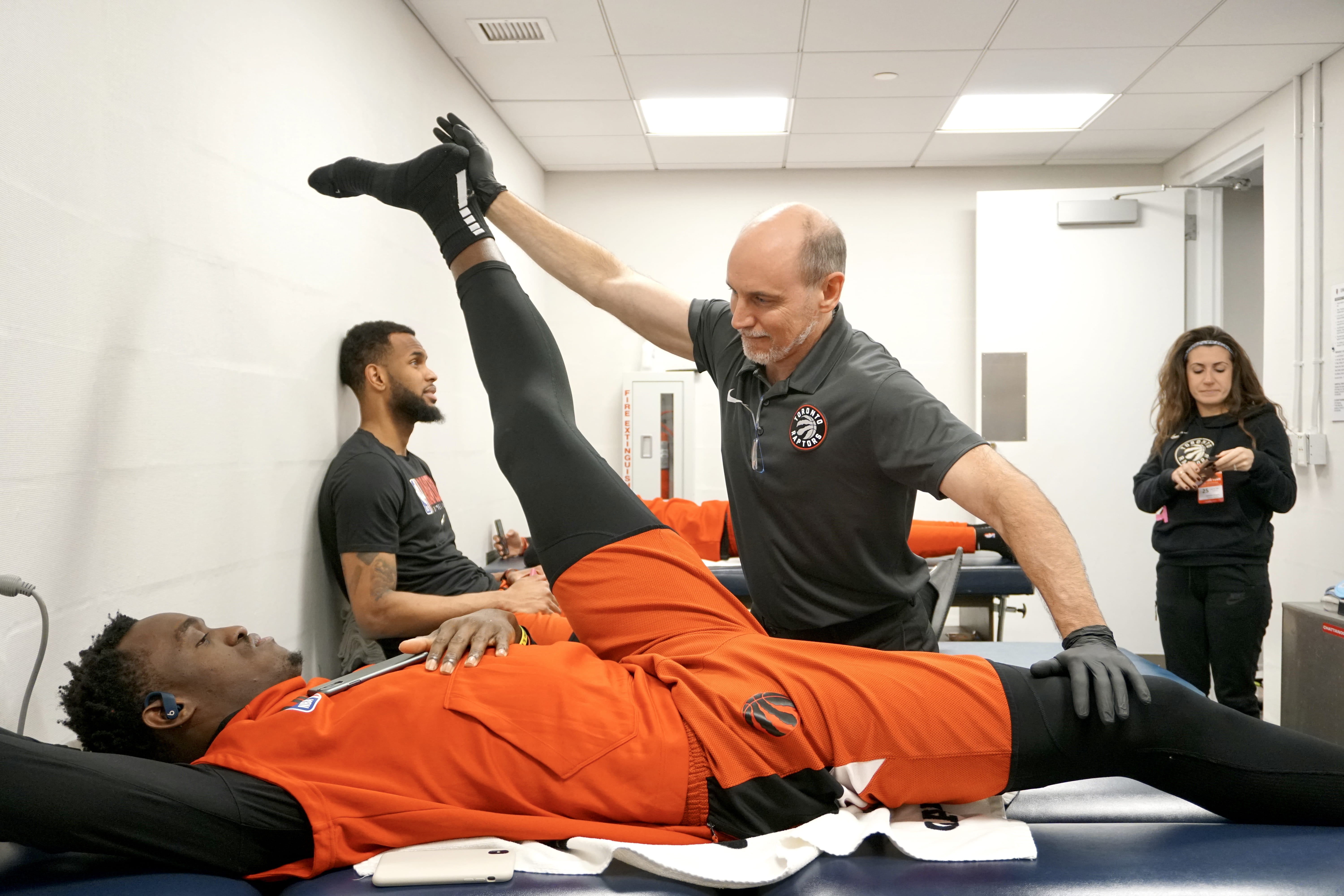 Stretching athlete