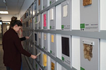 Interior Decorating students touring the Material ConneXion Library