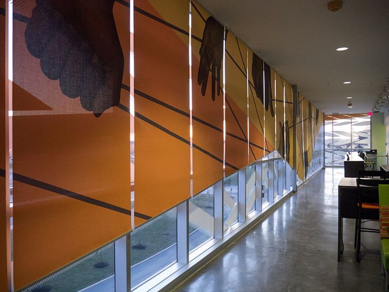 Interior shot of the vinyl panels