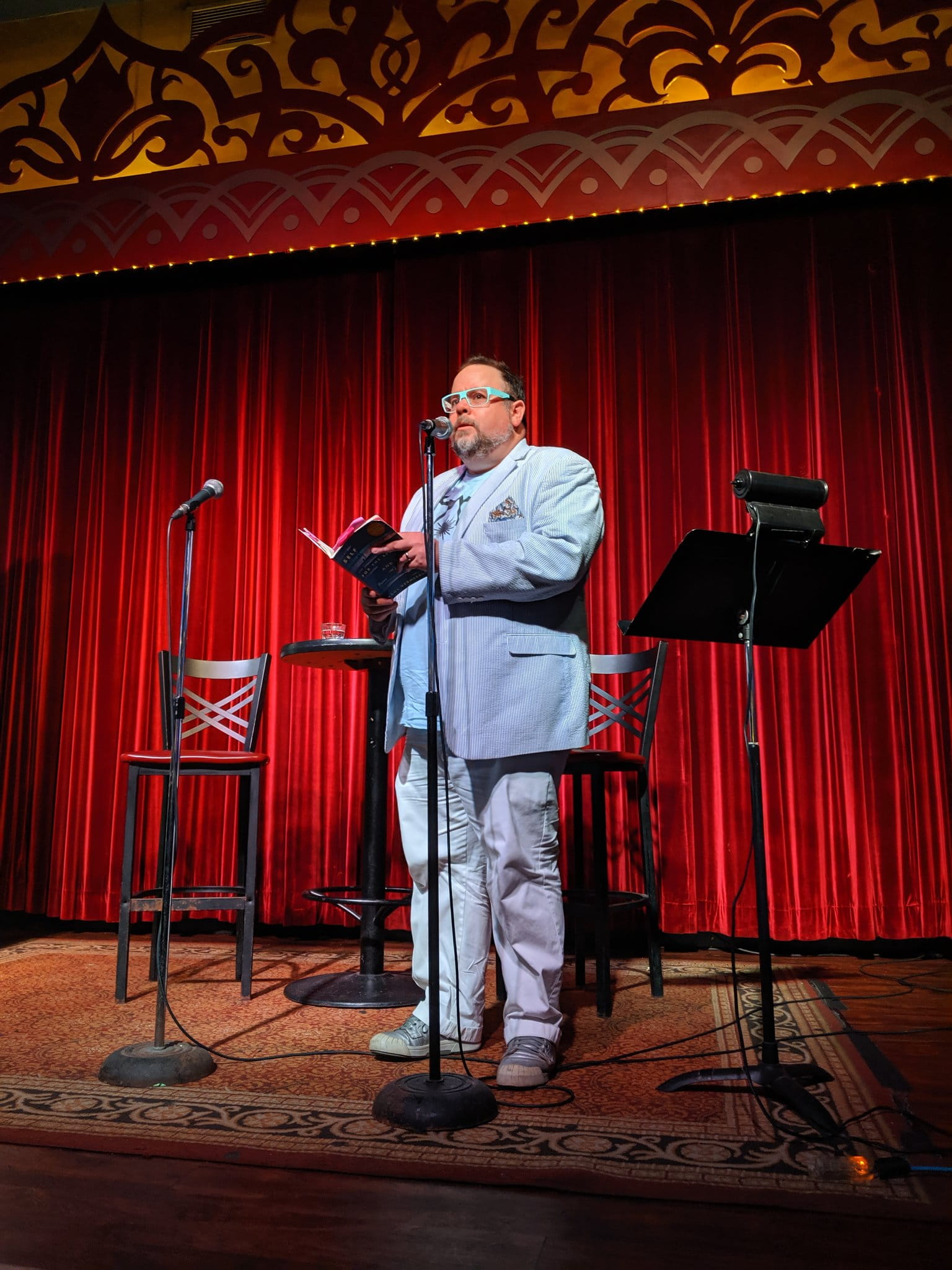 Paul Vermeersch reading a poem at Lula Lounge in Toronto