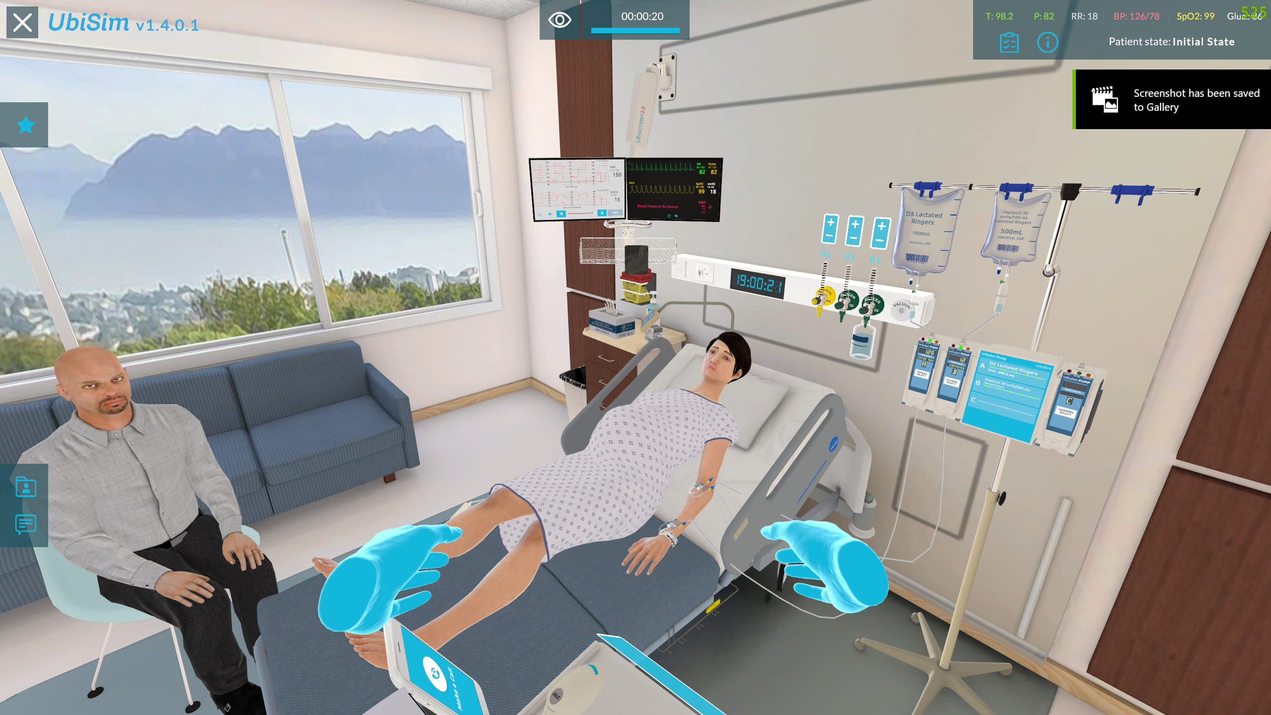 Screenshot of UbiSim nursing simulation software