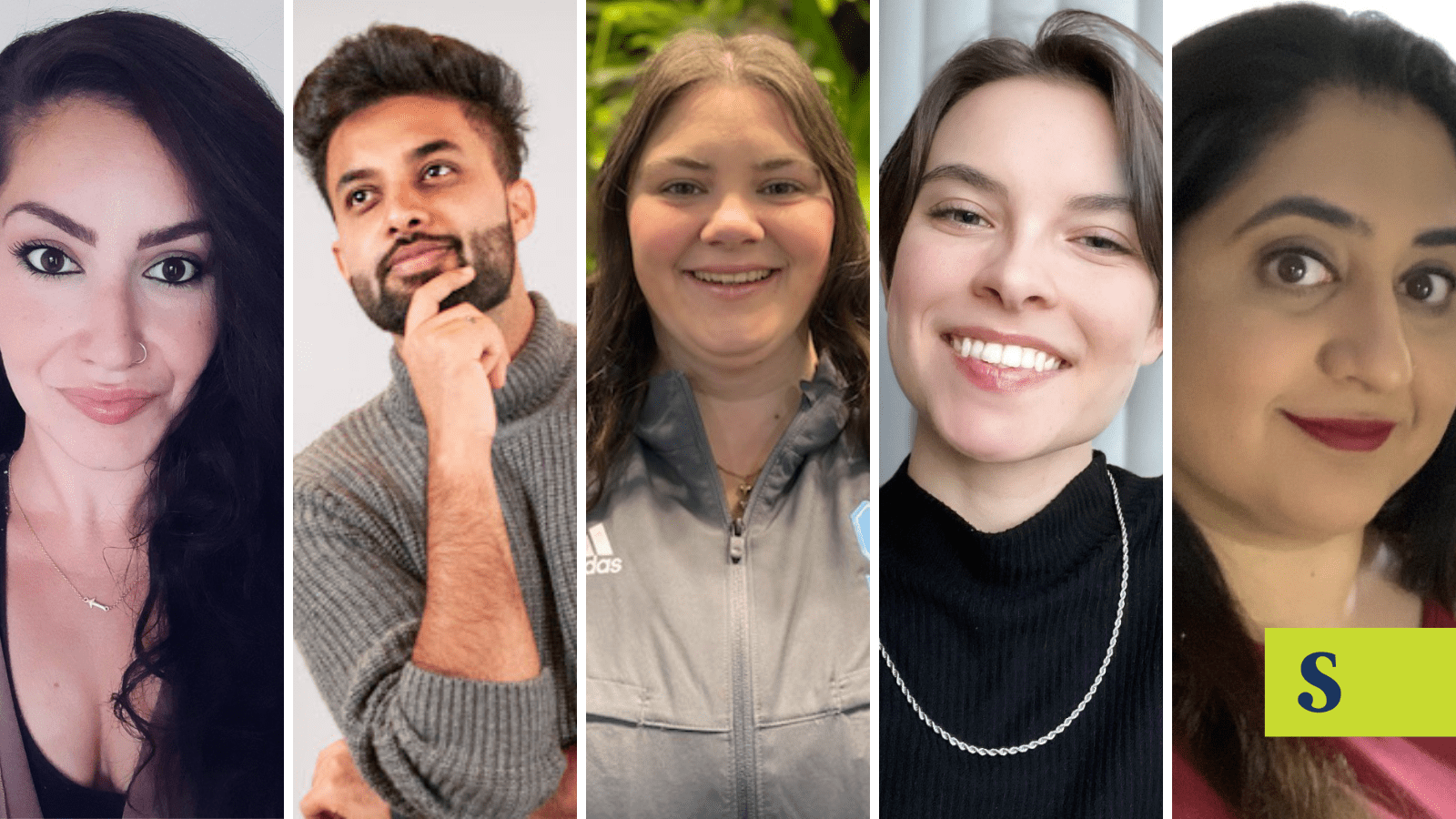 Headshots of Sheridan's five winners and honourable mentions for national and provincial work integrated learning awards
