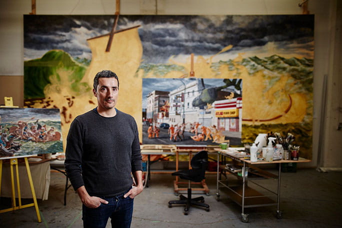 Kent Monkman in art studio