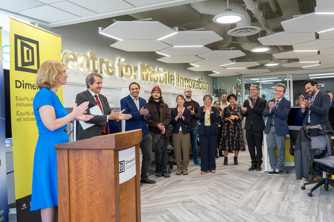 Sheridan President and Vice Chancellor Dr. Janet Morrison delivers a speech during an event at Sheridan's Centre for Mobile Innovation