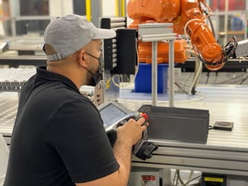 Working in a robotics lab